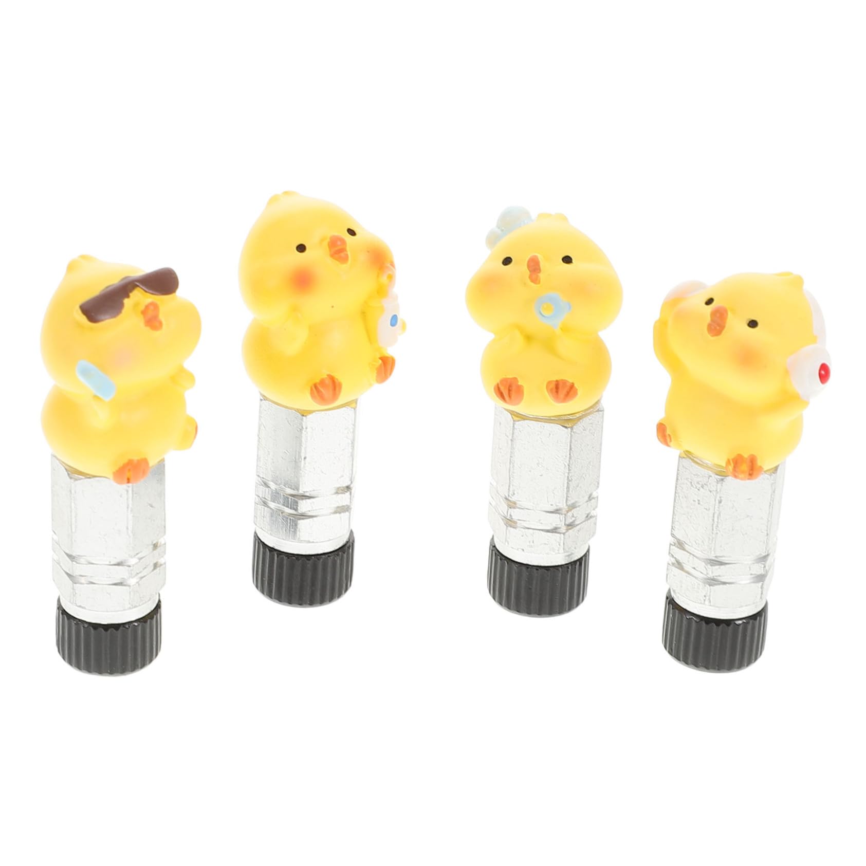 ifundom Funny Tire Valve Stem Caps Duck 4 Pack Bike Inflator Adaptor Decorative Bicycle Valve Caps Construction