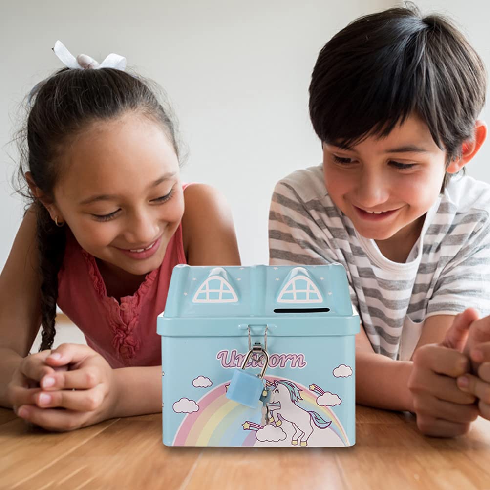 Amazon.co.jp: NUOBESTY 貯金箱 2個 かわいい 子供 ユニコーン ハウス セービングポット コインコンテナ ロック付き  ラブリーマネーポット : おもちゃ