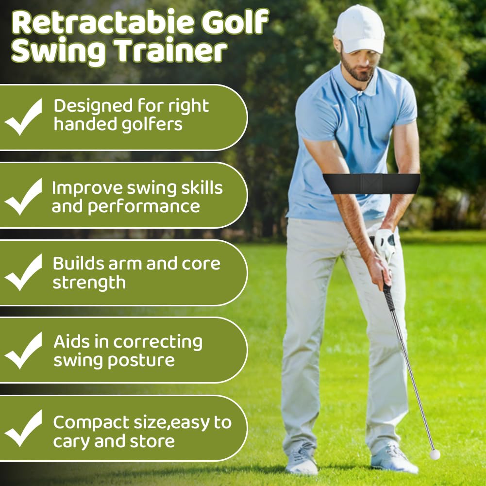 flintronic Attrezzo Retrattile per Allenamento Swing da Golf, Ausili per L'Allenamento del Golf, Rimbalzo Automatico Putter, Portatile Accessori da Golfs, Ideale per Principianti e Formazione