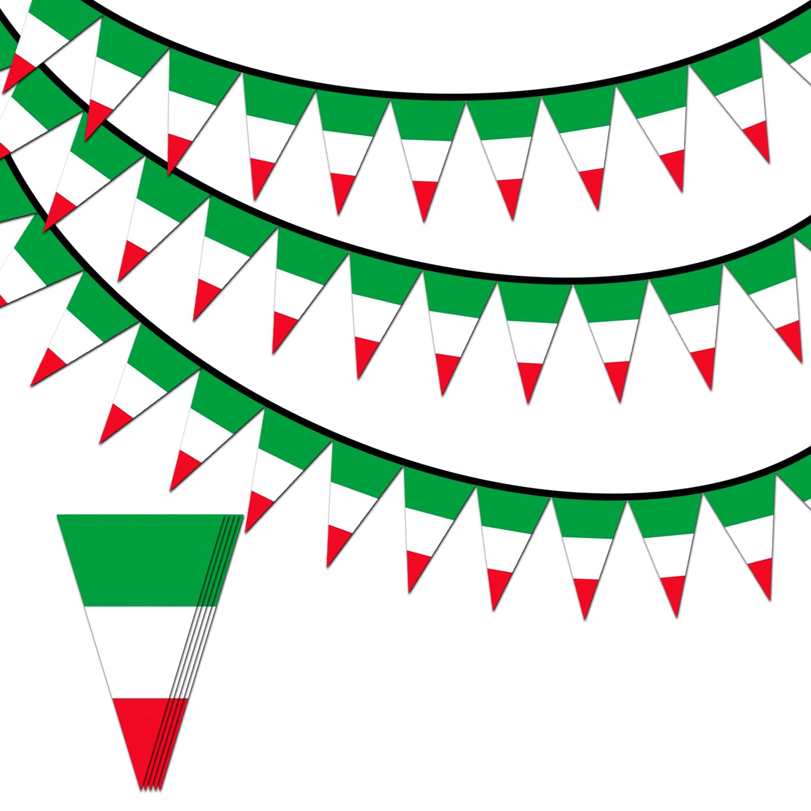 10m Italy Flag Bunting 30pcs Flags for Fifa World Cup Football 2026 Decorations,Double Sided Italian Flag Bunting Banner for Eurovision Euro Football Garden Street Outdoor Italy Party Decorations