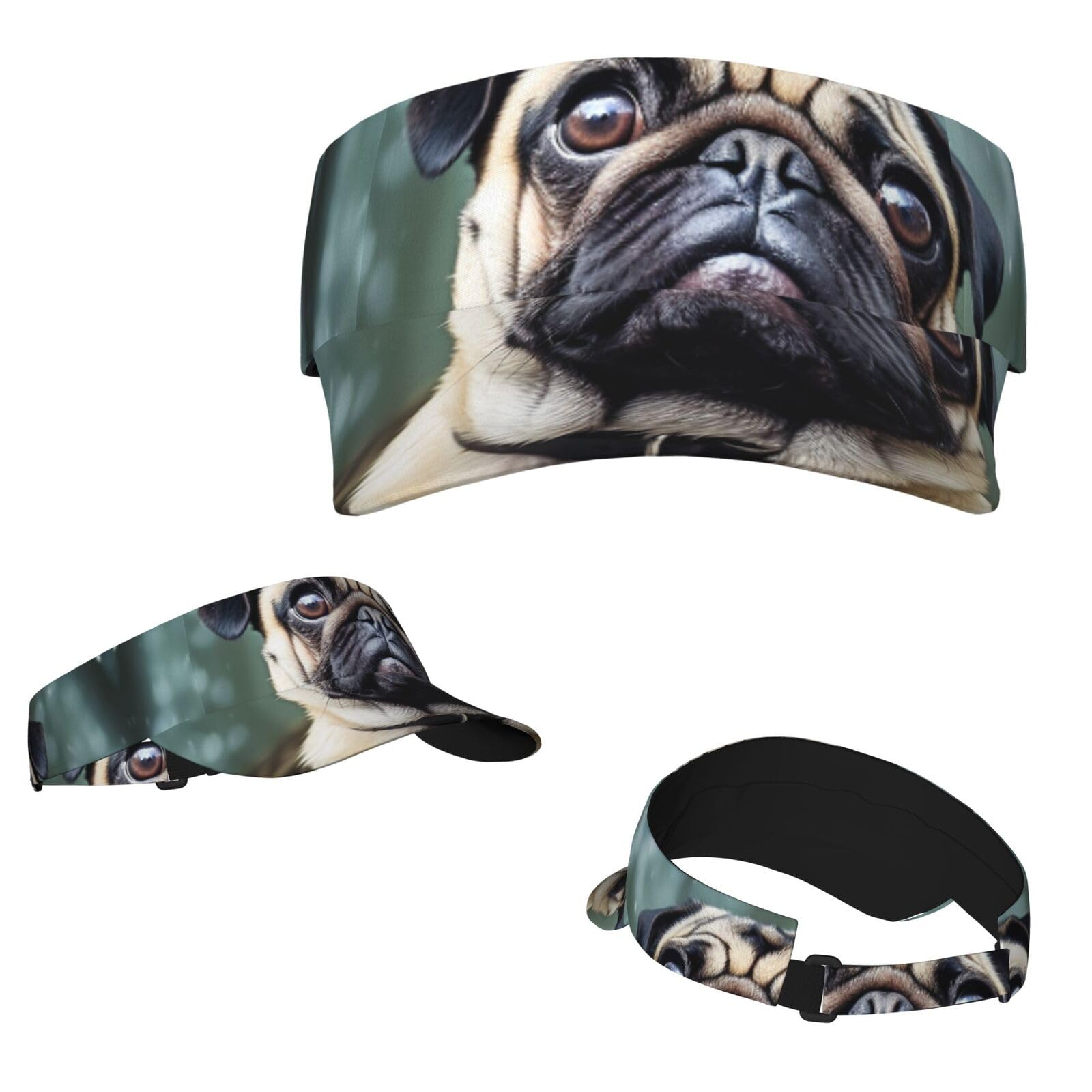 Anceky Unisex Funny Pug Dog Visor Hats For Women Men Adjustable Outdoor Sports Cap For Adults Happy Penguin Empty Top Baseball Cap