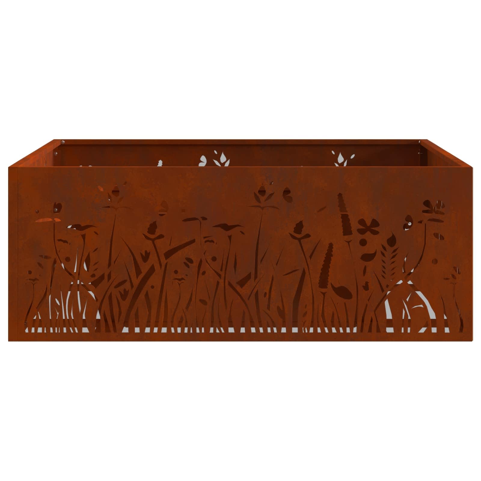 Brasero marrón de acero resistente a la intemperie, 80 x 80 x 30 cm, brasero para jardín y balcón, fuente de calor duradera con diseño moderno, ideal para uso al aire libre y noches sociales