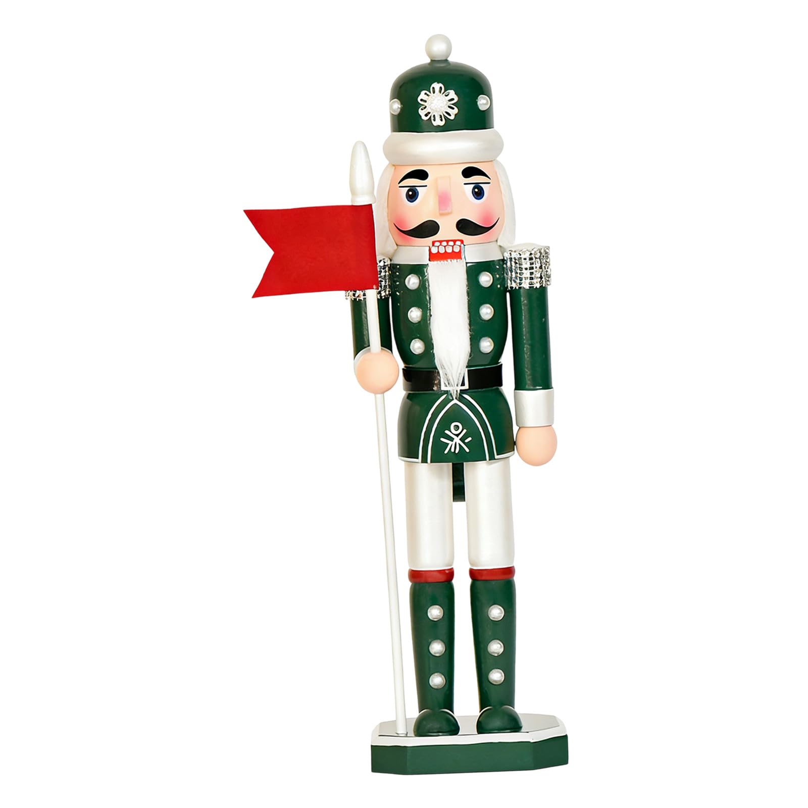 Qusinfc Wooden Nutcrackers Doll with Pearls Detail Christmas Soldier Puppet Figurine Ornament for Festives Season Decorating Nutcrackers Soldier Figurine