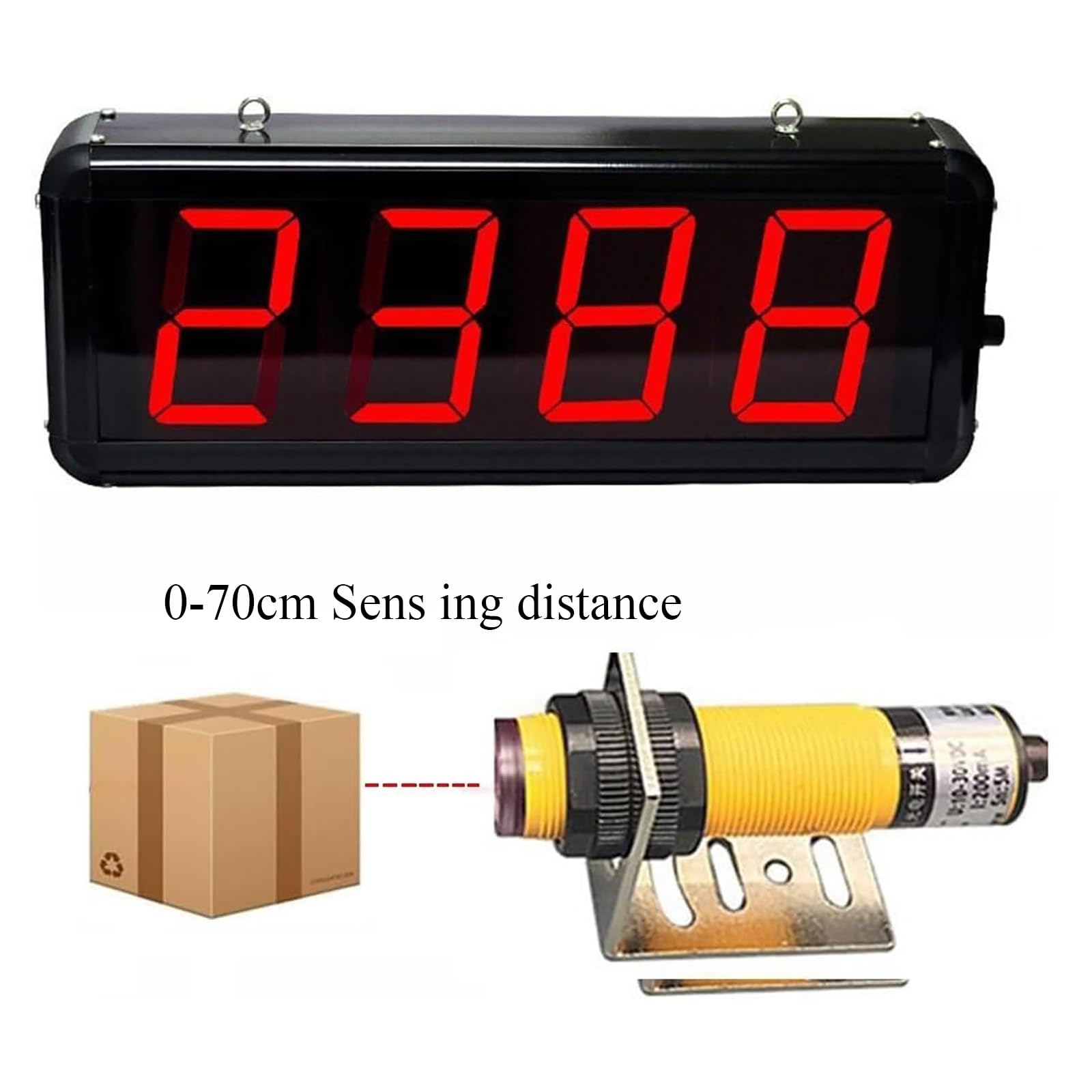 Contatore Digitale, contatore per Linea di Produzione, Conta Fino a 99999, Distanza del sensore 70 cm, Memoria a spegnimento per fabbriche e officine,