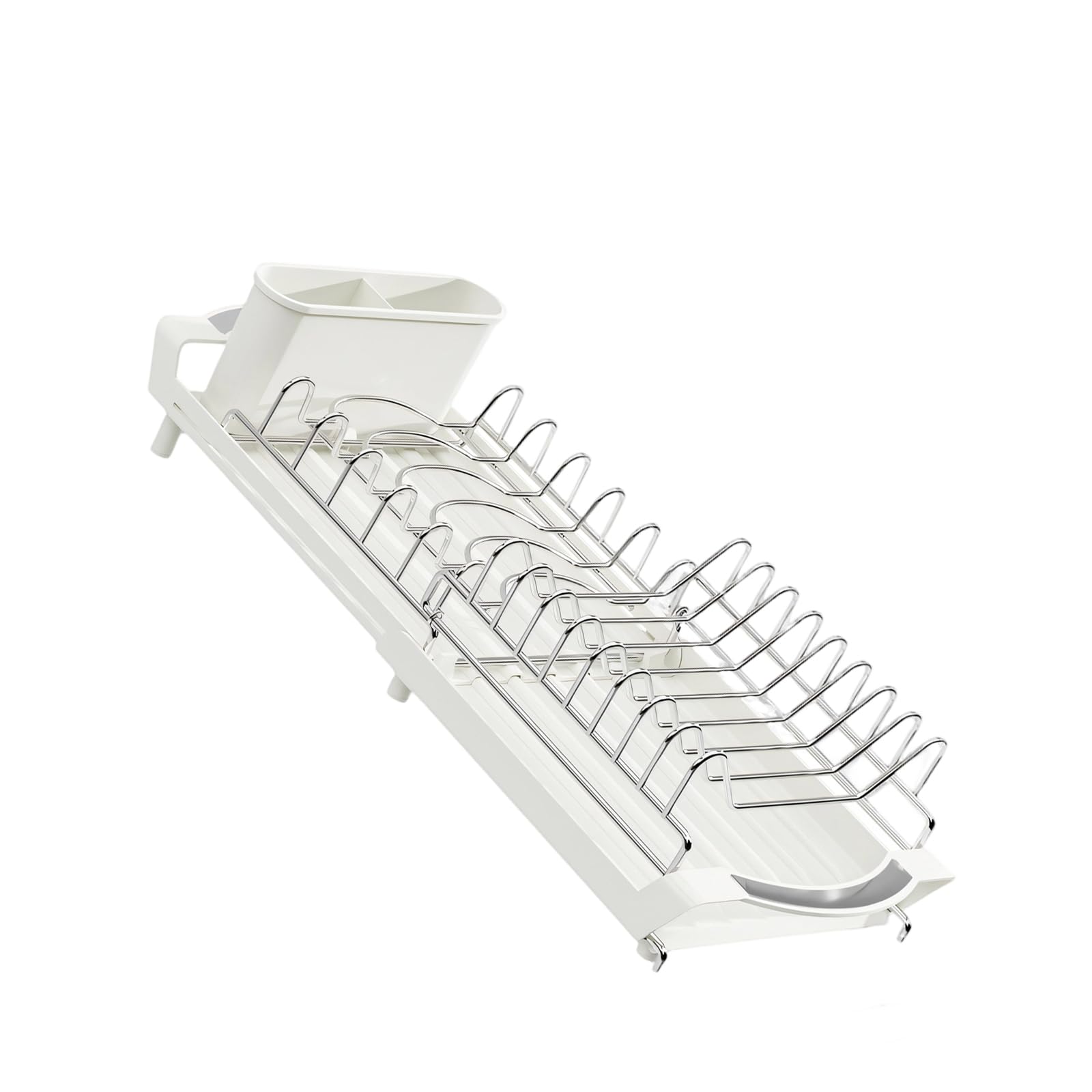Msioytog Expandable 2 Section Drainer Featuring Detachable Utensil Holder for Compact Kitchen Countertop Space Efficient Design Kitchen Countertop Drying Rack