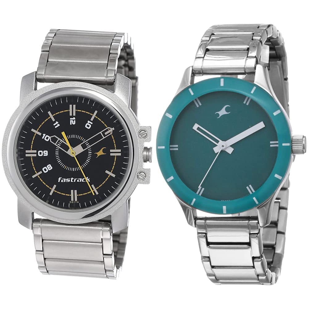 Fastrack Men Stainless Steel Analog Couples Watch (Ng3039Sm02C +Nk6078Sm01) | Rakshabandhan Gifts, Band Color-Silver,Dial Color-Black (B07VLNY996) Amazon Price History, Amazon Price Tracker