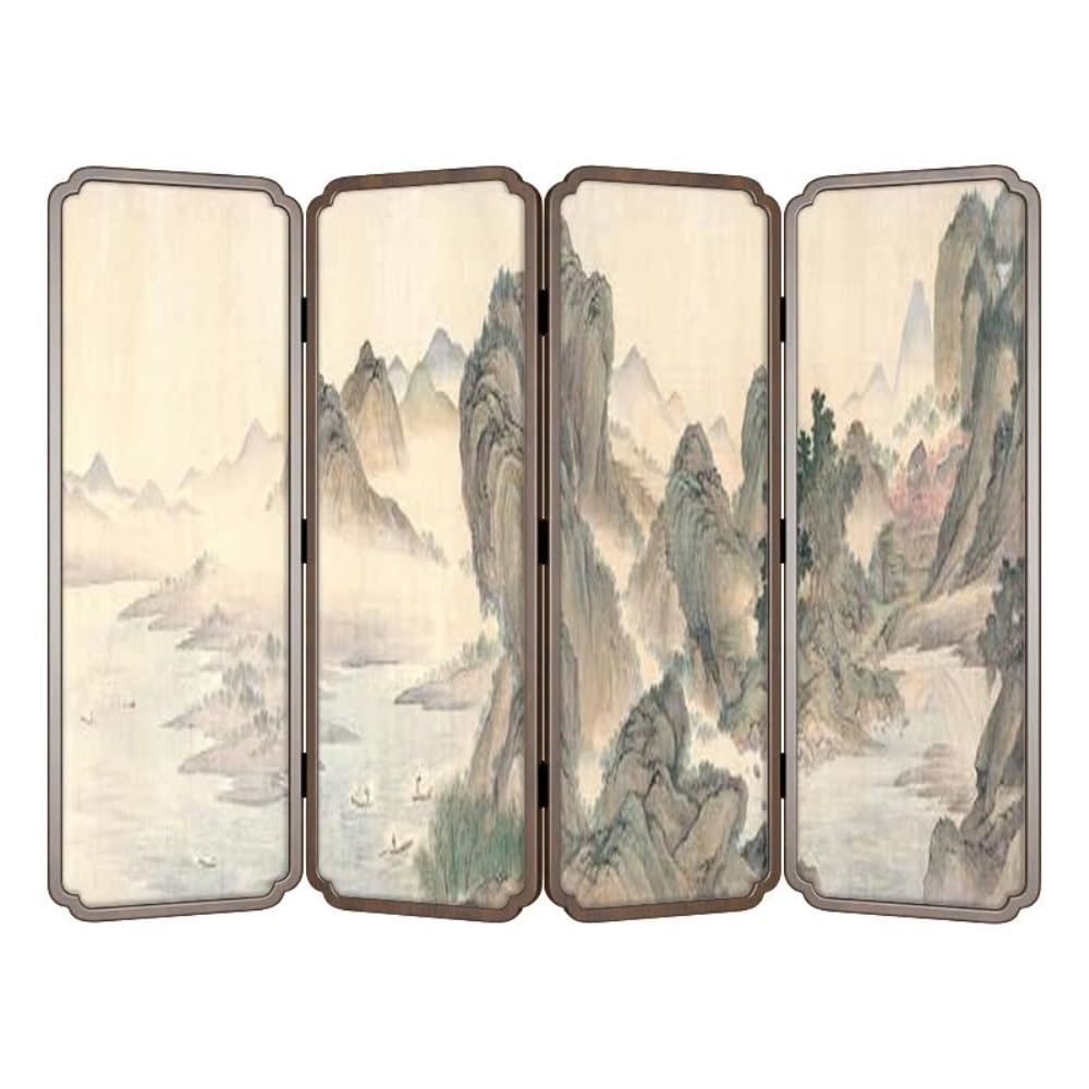 Privacy Screen Floor-standing Screen Partition Home Decoration Background Wall Living Room Porch Office Zen Landscape Folding Room Divider