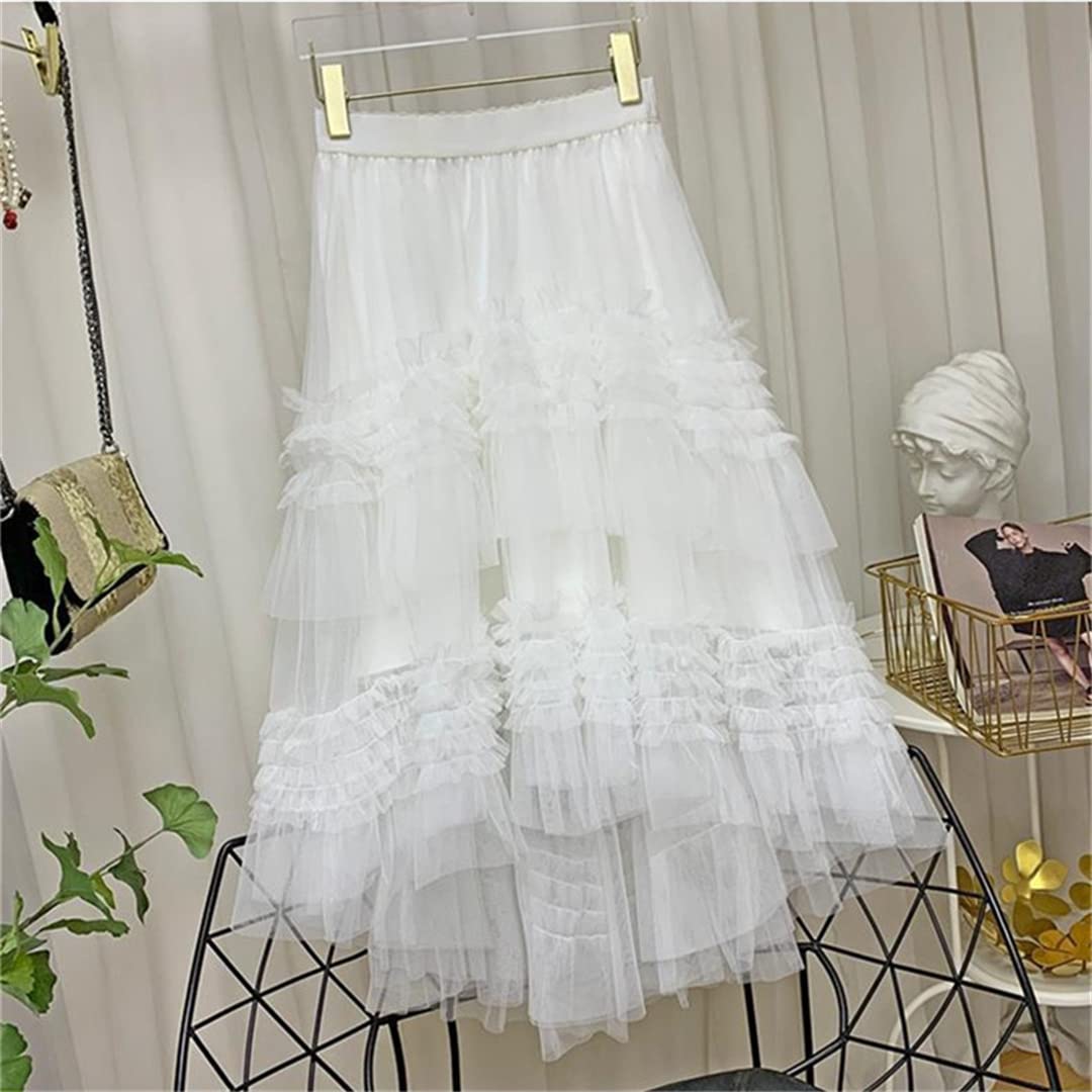 Gonne in Tulle a Strati Multistrato Primaverili per Donne Gonne Lunghe a Strati ad Alta Attesa Gonne a Torta in Rete