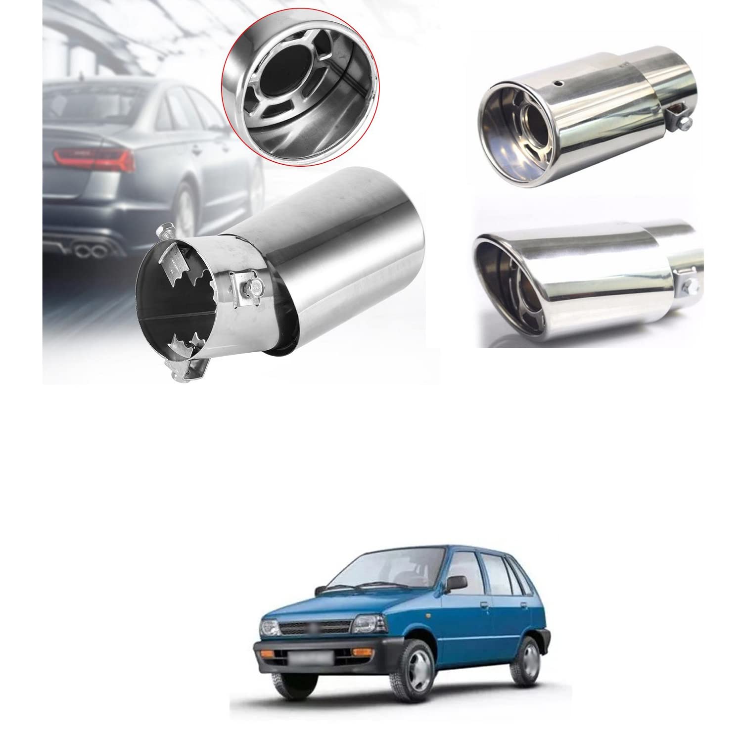 PRIKNIK Silencer Tip Exhaust Pipe Car Stainless Steel Rear Muffler Tip Tail Muffler Tip Pipe Adjustable Car Decoration Exhaust Tip Tailpipe Compatible with 800-image-10