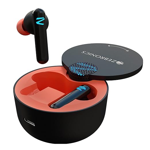 ZEBRONICS Sound Bomb G1 Gaming Bluetooth True Wireless Stereo in Ear Earbuds, 50Ms Low Latency, AAC Support, Flash Connect, Deep Bass, Splash Proof, Voice Assistant, Bt V5.0 with Mic (Black + Red) at Rs. 899