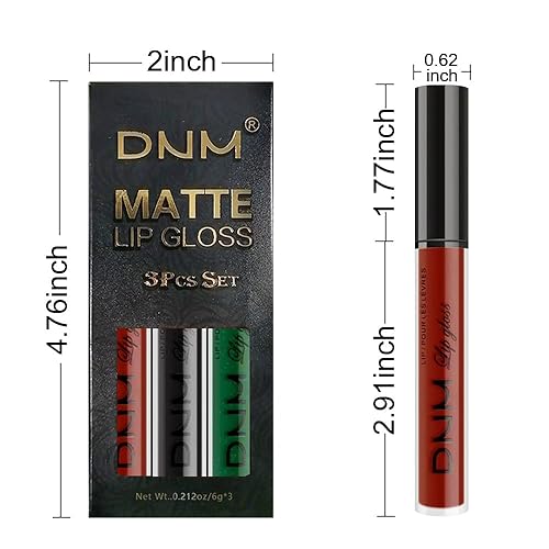 Miniatura 346 de evpct Juego de 3 lápices labiales líquidos de color oscuro, color rojo, verde esmeralda, mate, 24 horas, de larga duración, impermeable, a prueba