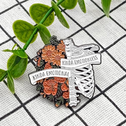 Image of Kinda Emotional, Kinda Emotionless Enamel Pin - Gothic Series | Premium Enamel Pin - Statement Lapel Pin - Plated Badge for Clothing, Bags, Hats, Jackets, and Lanyards