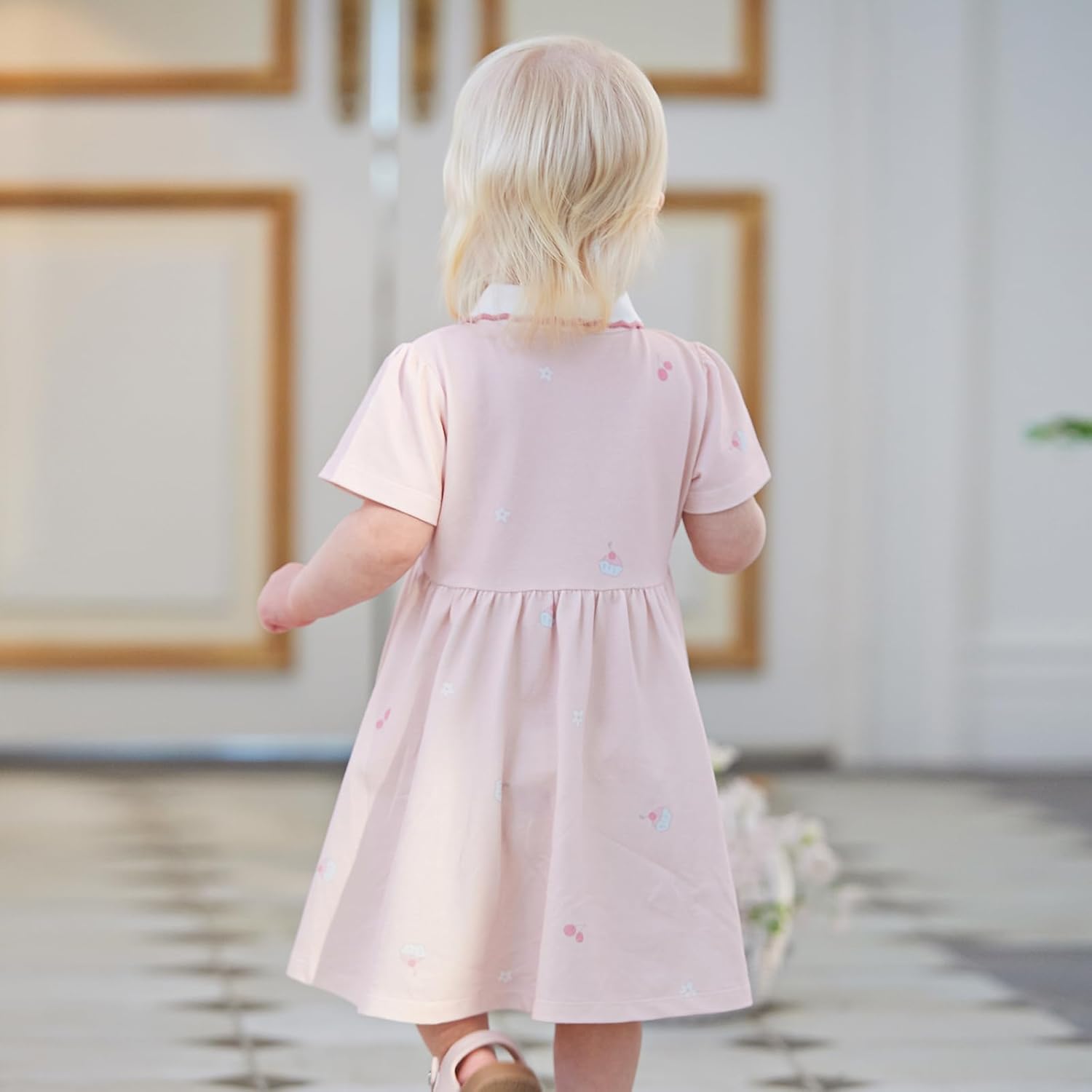 DAVE&BELLA Toddler Girl Polo Dress Short Sleeve Cotton Playwear Dress High Waist Pleated Athletic Tennis Golf Sundress