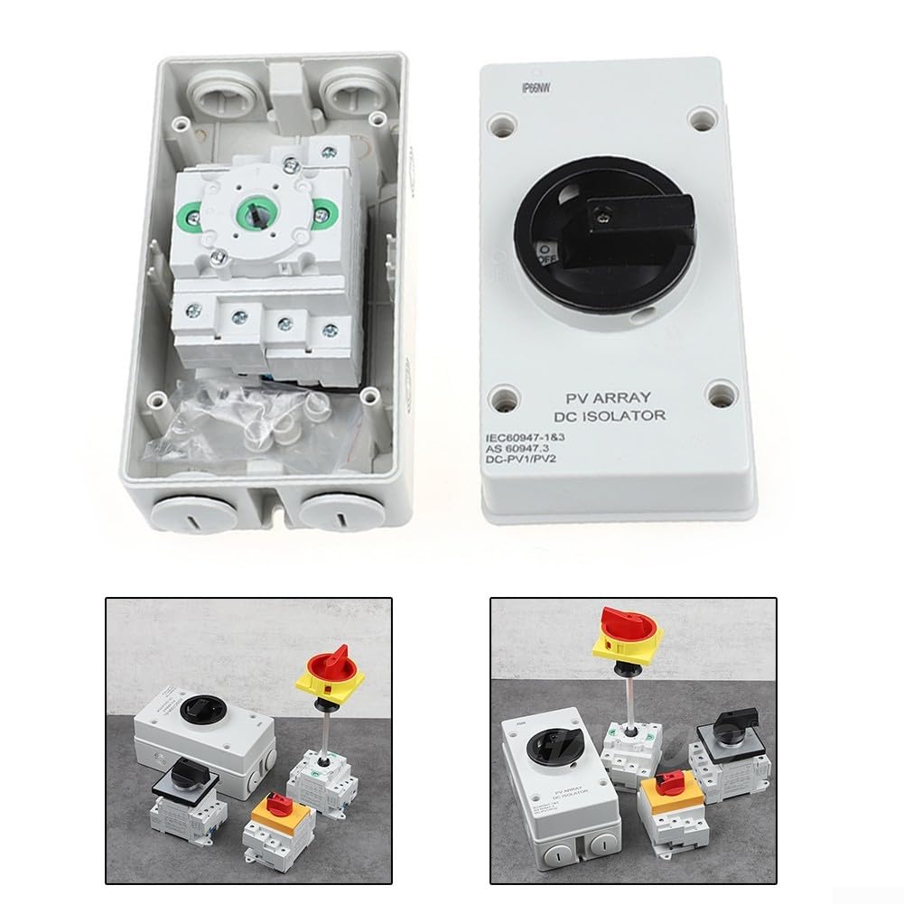 32A solare PV DC isolatore interruttore con blocco antimanomissione e protezione IP66, progettato per l'isolamento sicuro di alimentazione DC su sistemi solari fino a 1200 V DC