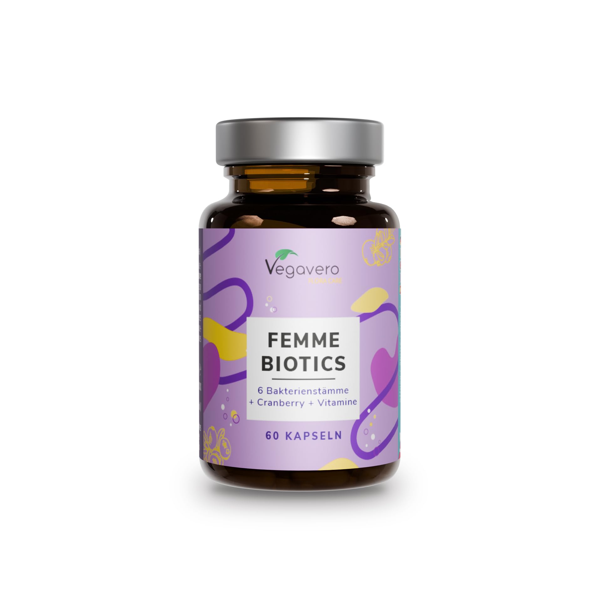 Probiotici Donna | 35 Miliardi UFC/giorno da 6 Ceppi Batterici | con Mirtillo Rosso, Vitamine, Lattobacilli e Bifidobatteri | per Flora Intima e Vie Urinarie | 60 capsule | Vegan | Vegavero
