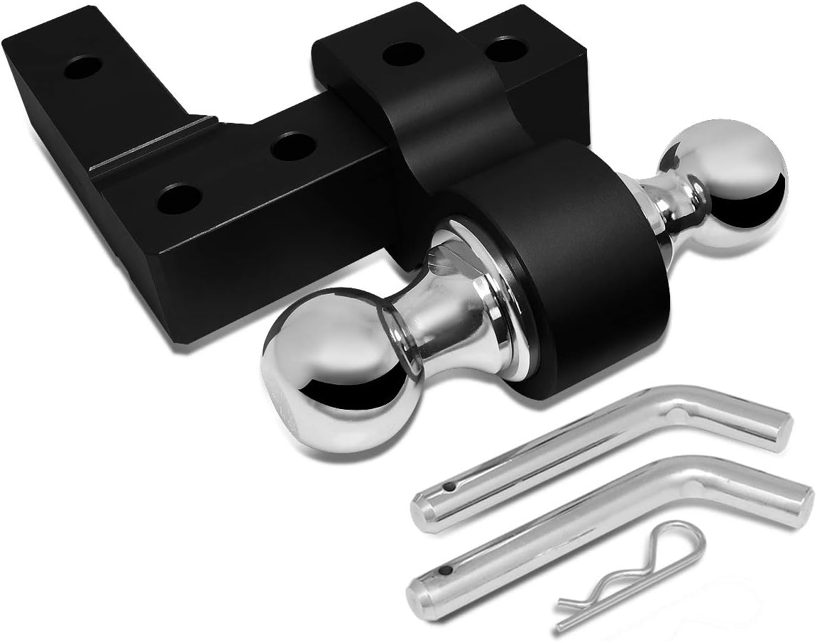 DNA Motoring HITCH-ALU-001-BK Aluminum 6" Drop Adjustable Dual Ball Trailer Tow Towing Hitch