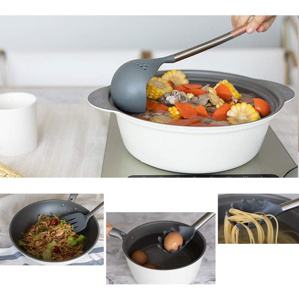 GLigeT Löffel 3-teiliges Nylon-Utensilienset-SMulti-Suppenkelle, Spaghettiheber, Schaufel – sicher for antihaftbeschichtetes Kochgeschirr Küchenutensilienset Kaffeelöffel