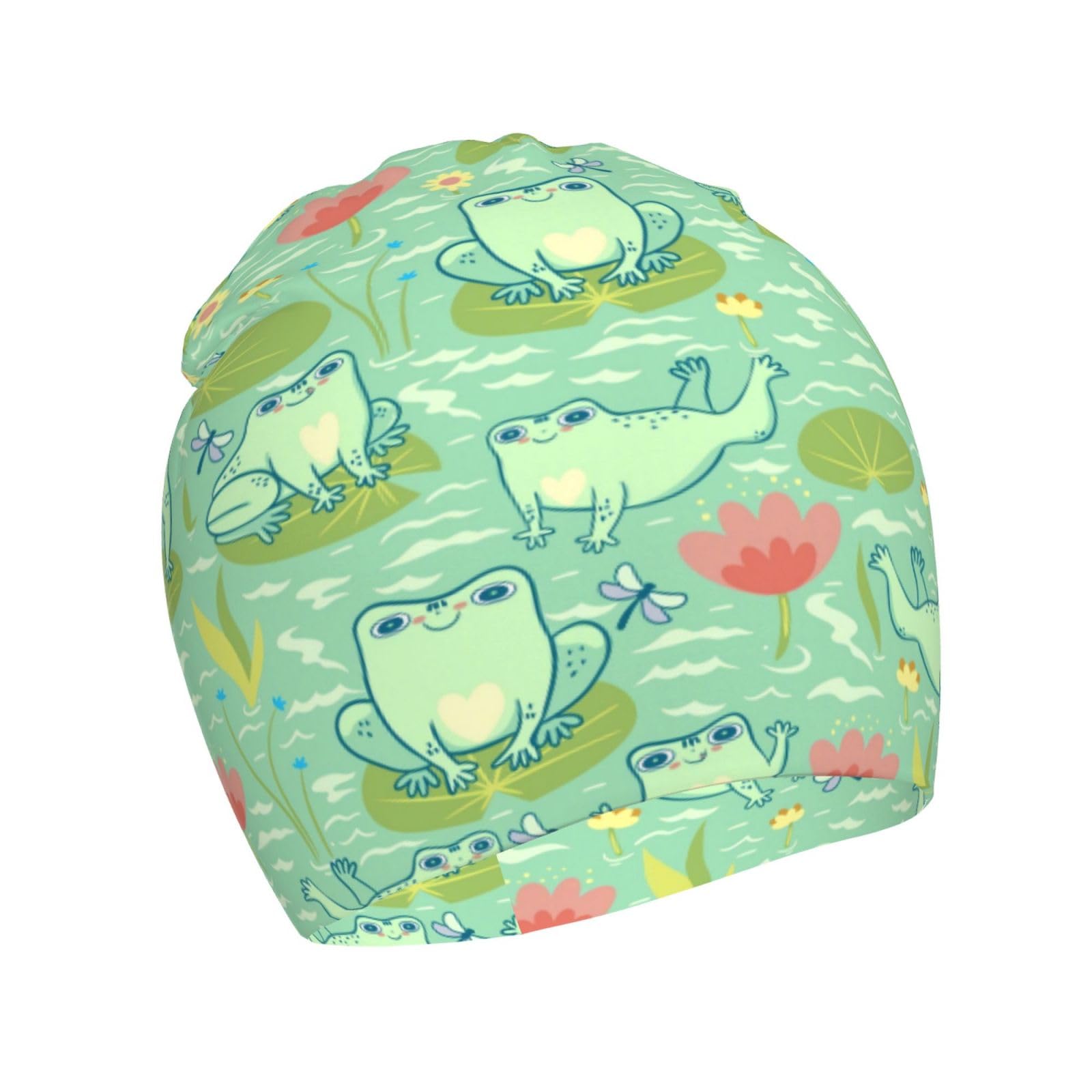 Rqzwdq Cute Cartoon Frog Pattern Kids Beanie Hats Warm Knit Beanie Cap Skull Caps Gifts Decor for Boys Girls White