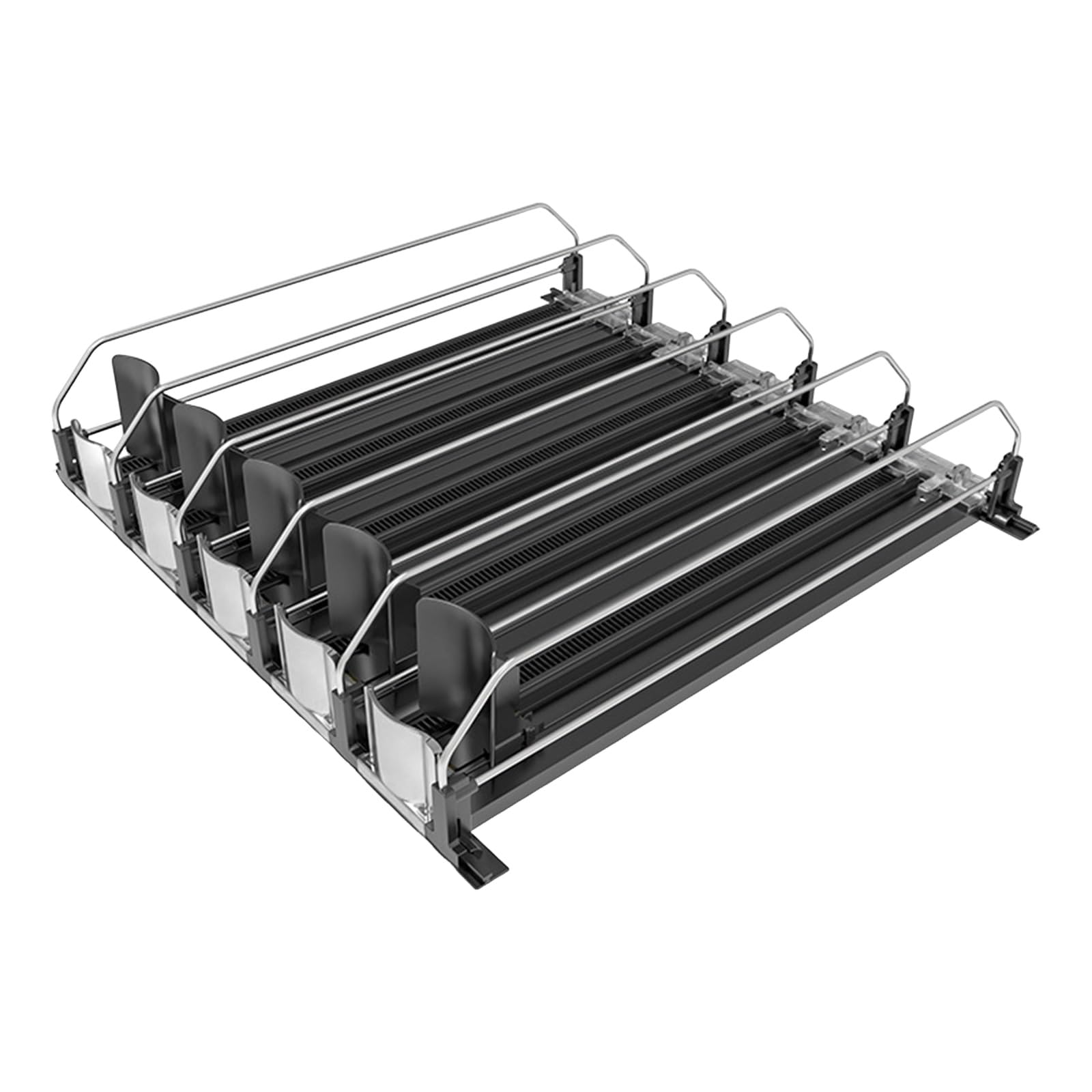 Loaded Beverage Shelf Pusher for Can Display, 12.2 in Organizer Track for Shelf, Fridge, and Retail Use Beverage Pusher Can Display Row Drink Track Refrigerator Retail Restock Lane Spring Loaded Guide