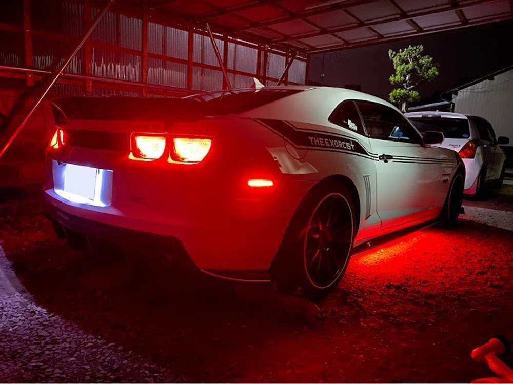 iJDMTOY Smoked Lens Amber/Red Full Side Marker Lights Compatible With 10-15 Chevy Camaro, (Front: Amber, Rear: Red) Powered by Total of 96 SMD LED Diodes