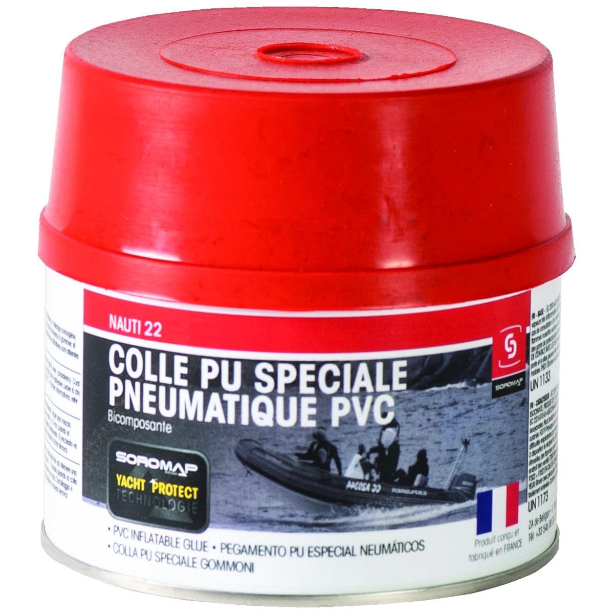 SOROMAP Colle PNEUMATIQUE PVC NAUTICOLLE 22 PU BI-Composants 0,250 L