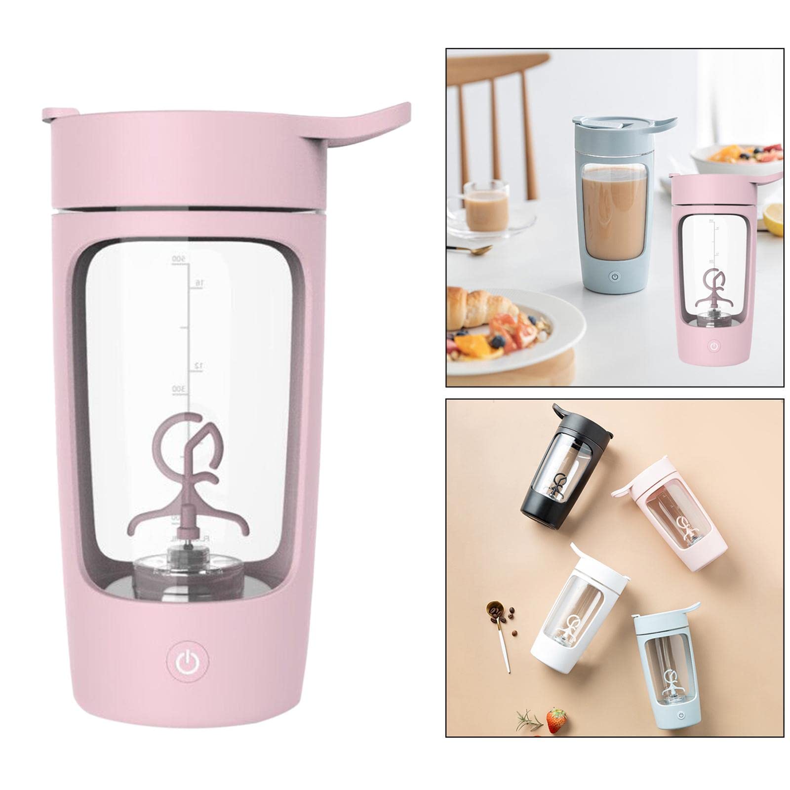 Set di 2 shaker elettrico per proteine, in Tritan, senza BPA, colore rosa