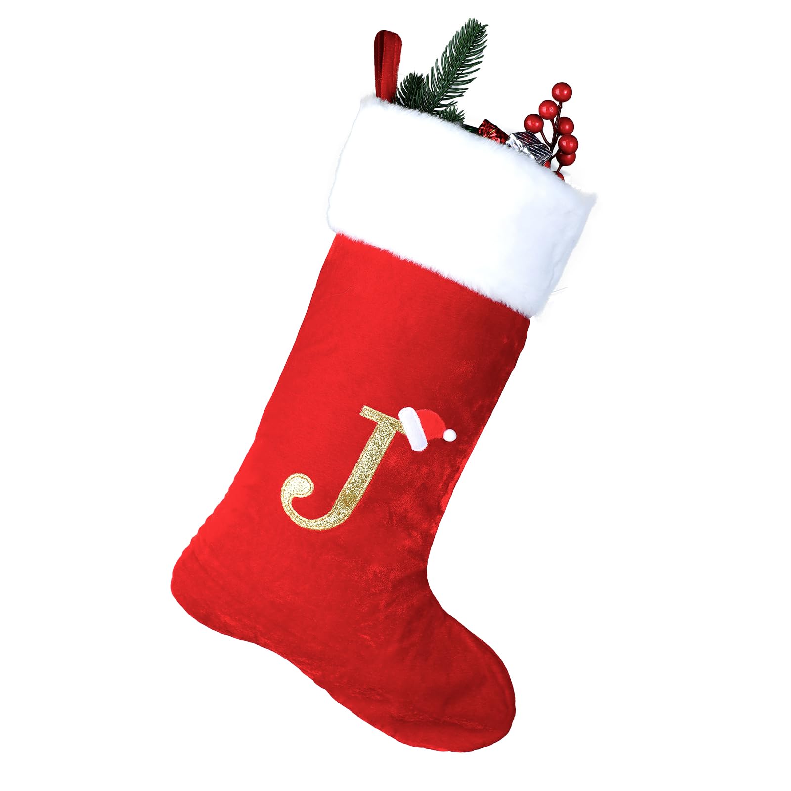MSQ Chaussettes de Noël Monogramme de 45cm avec Lettres, Douce pour Noël