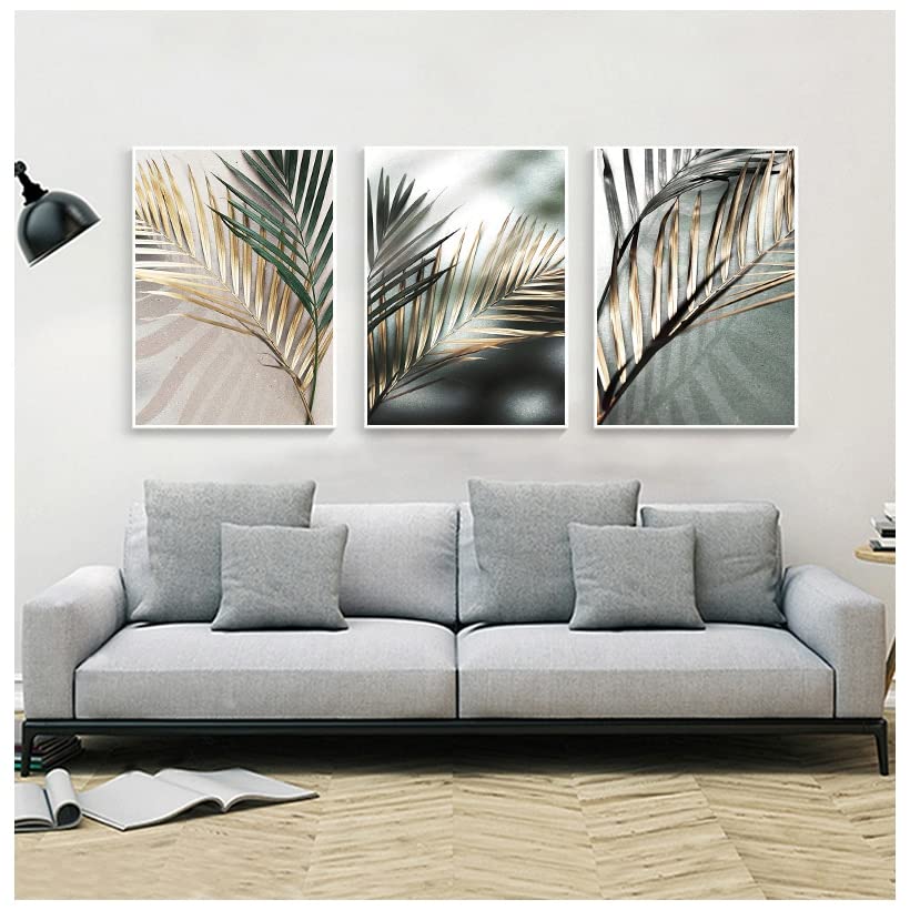 ZONJEE Golden Palm Leaf Plant Canvas Painting Botanico Nordic Wall Art Poster Stampa Scandinavo Picture Artwork Home Decor (Color : A, Size