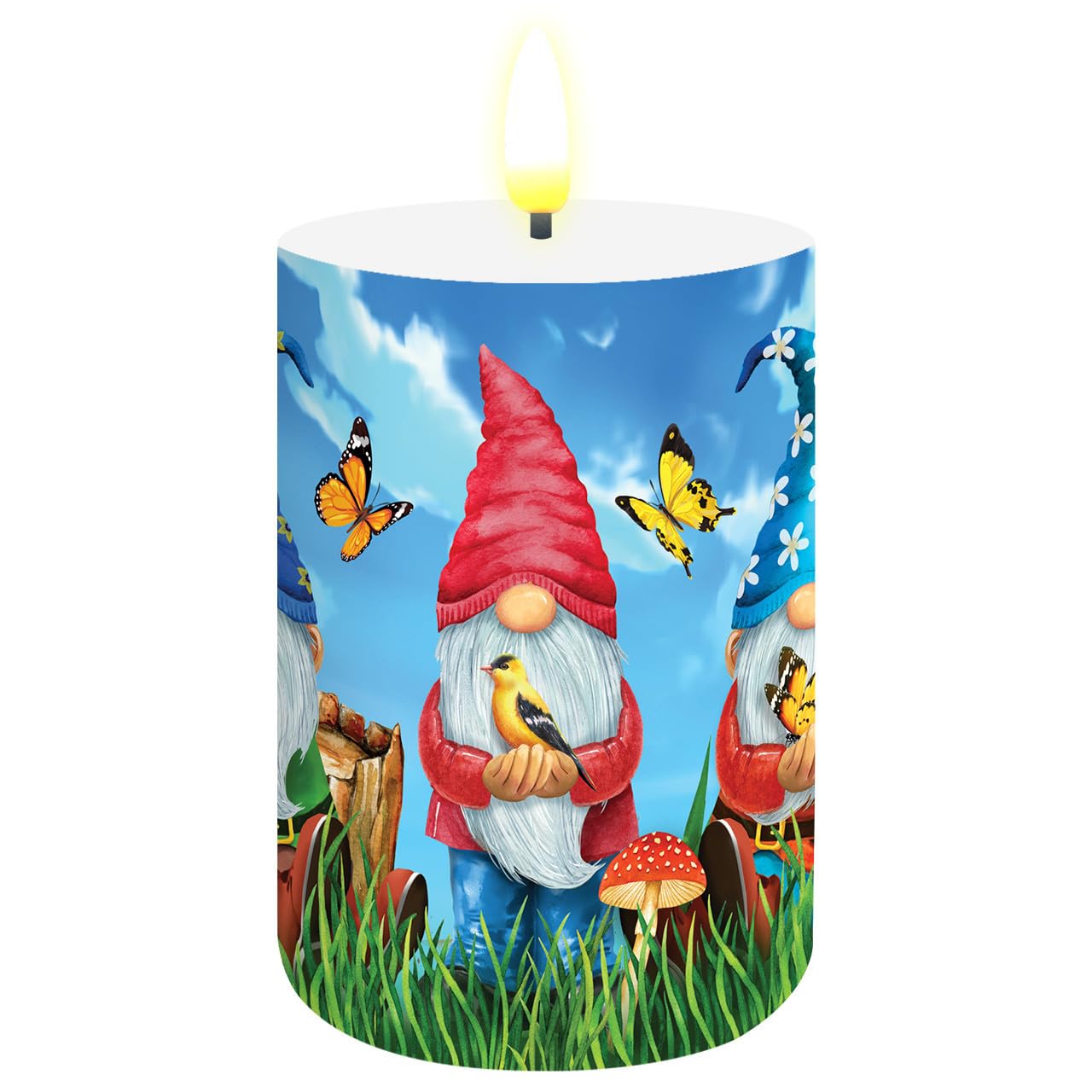 Briarwood Lane Spring Flameless Candle 6x3 Gnome Sweet Gnome Flameless Candle with Timer for Spring