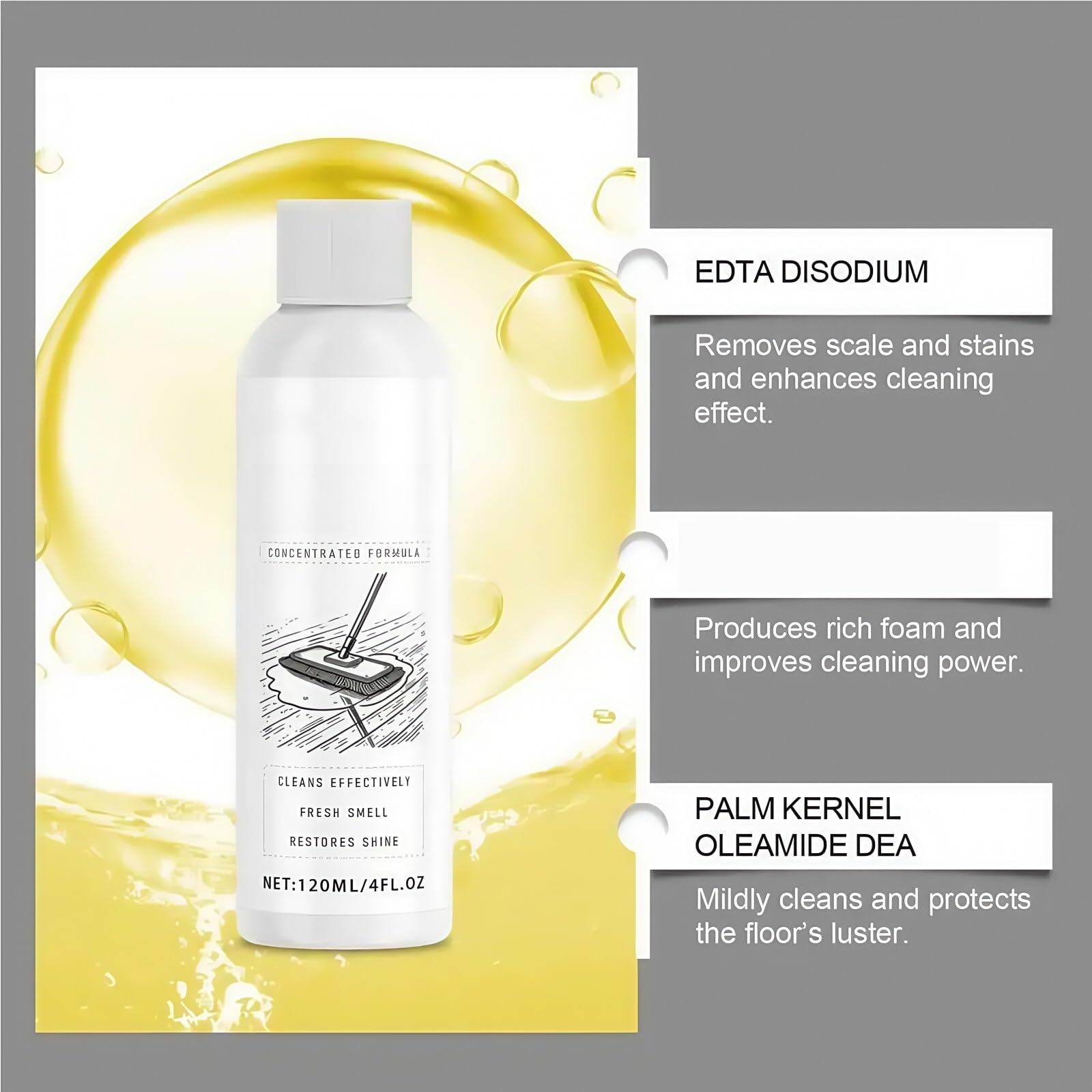 Soluciones de limpieza de pisos Jabón for trapeador for limpieza de pisos Líquido de limpieza de trapeador perfumado Jabón for trapeador perfumado Limpiador doméstico 120 ml