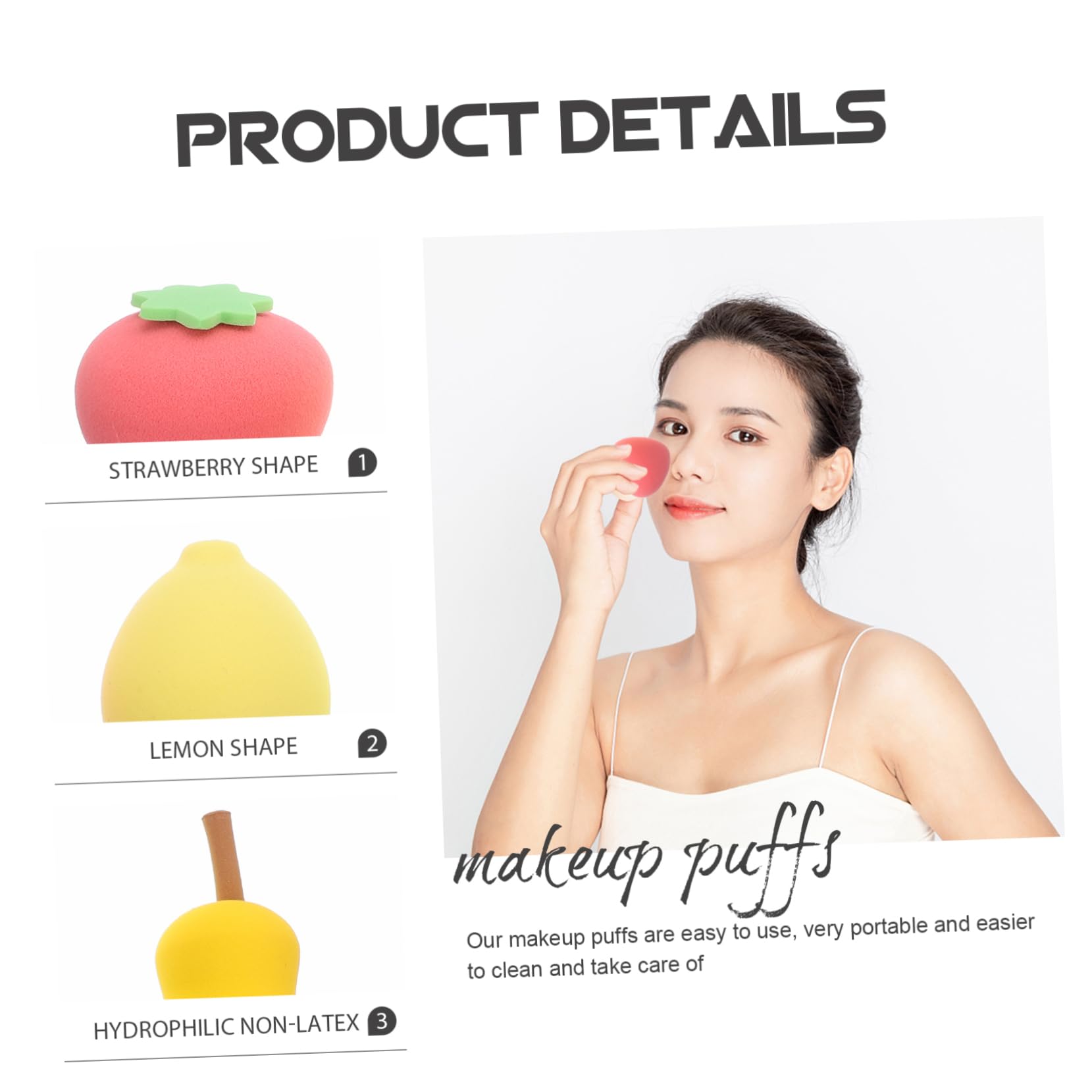 POPETPOP 20pezzi Spugnette Per Make-up Forma Di Frutta Per Fondotinta e Polveri Pulibili e Riutilizzabili Con Custodia Pratica Strumenti Di Bellezza Per Donne