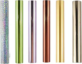 6 peças de folha quente, variedade metálica linda cor de diamante, 19,3 x 500,4 cm metros Fiver Rollers Hot Stamping Foil, folha por impressora a laser e laminador toner folha reativa para