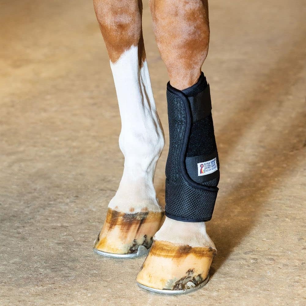 Dura-Tech Deluxe Air-Mesh Fast Wrap Boots | Ultimate Horse Comfort and Protection | Enhanced Breathability | Stable Essential | Color Black | Size Large
