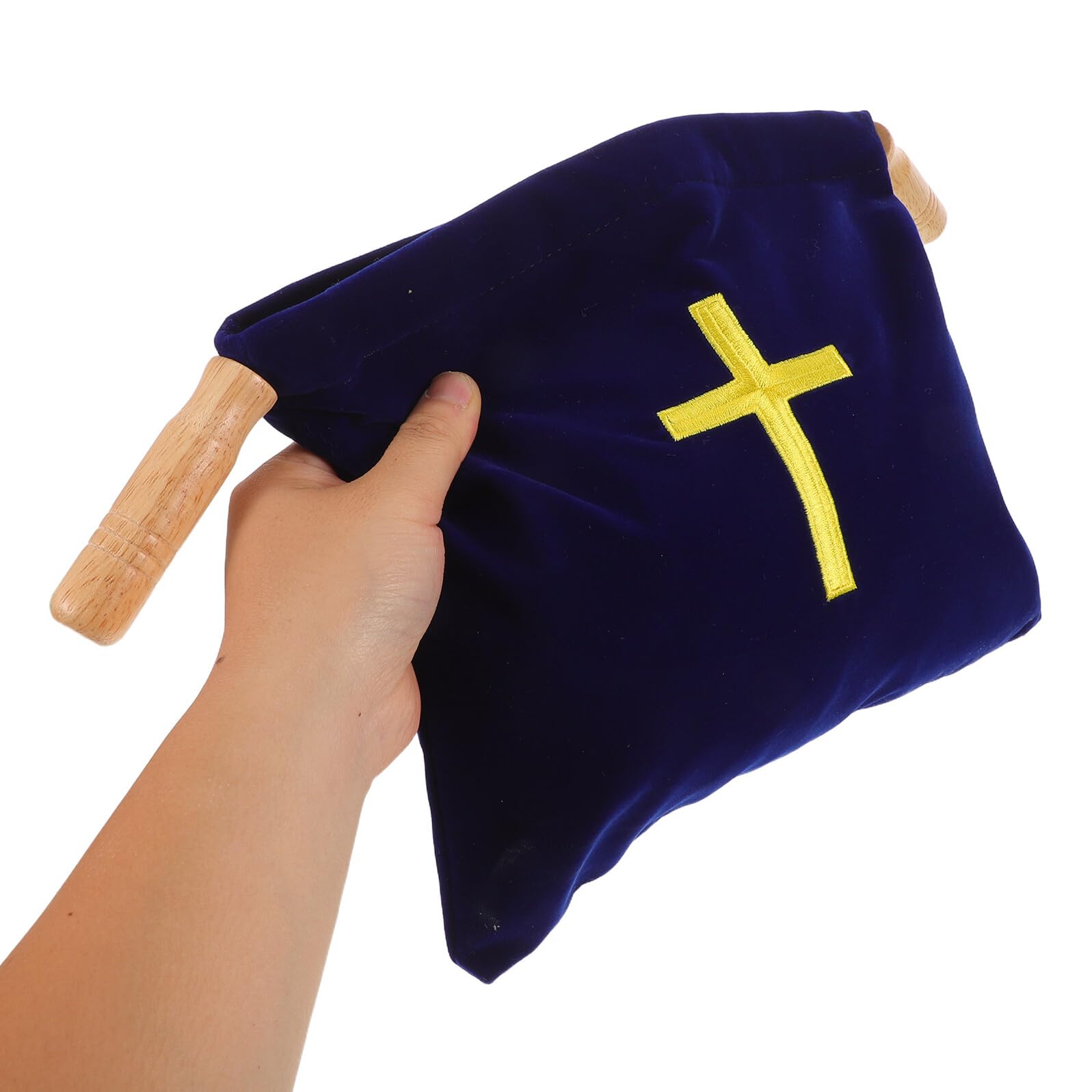 LRXIYODE 2 Szt. Welurowych Toreb Ofiary z Drewnianą Rączką Przenośna Sakiewka Do Kościoła z Haftowanym Krzyżem Elegancka Torba Zbiórkę i Komunijne Dary dla Kobiet i Mężczyzn