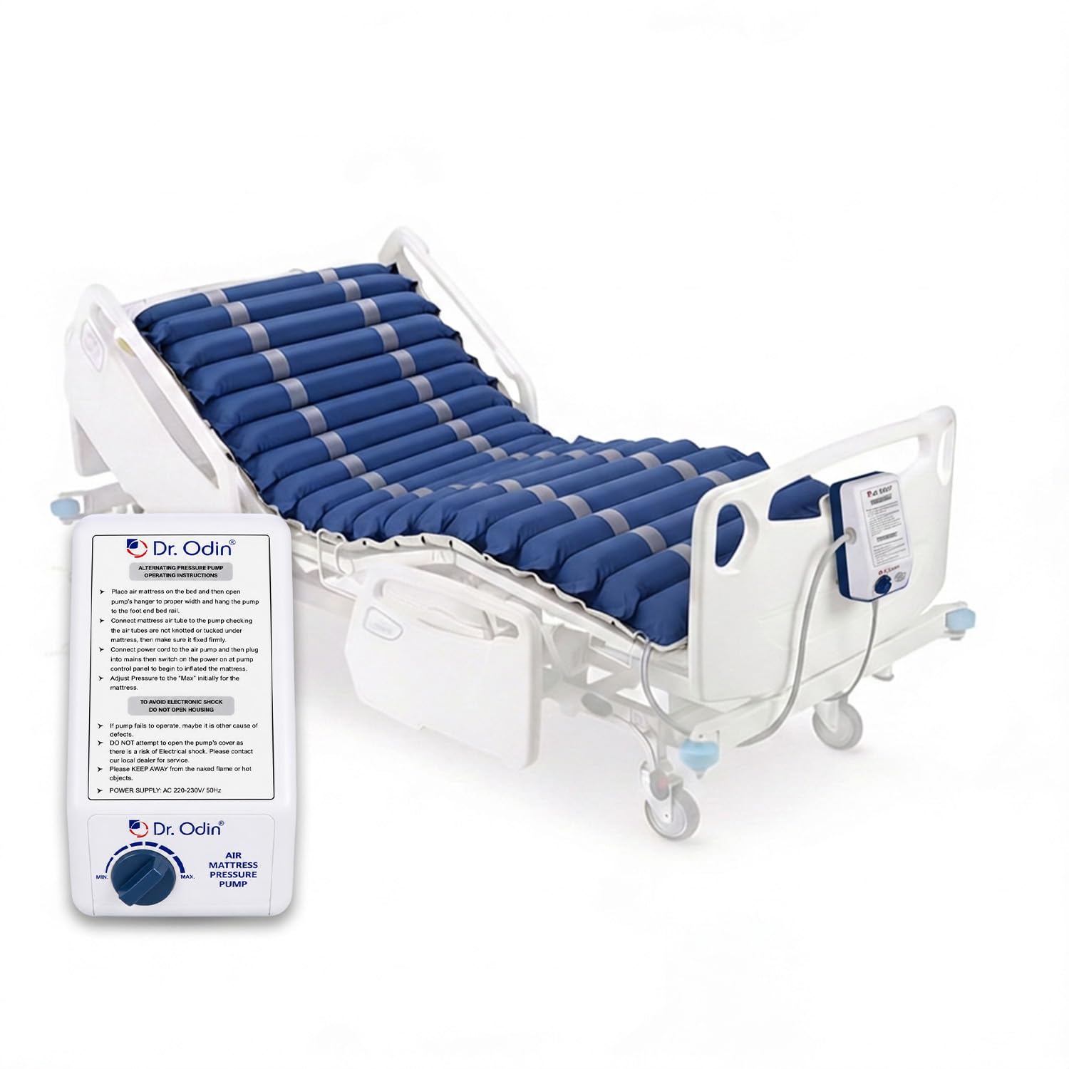 Dr. Odin OAM003 Anti Bedsore Air Mattress Tubular with Quick Inflation, Pressure Adjustment, Ideal for Bedridden Patients, Water Resistant PVC, Nylon PVC Material, 186x80x7.5cm, Small, Made in India-picture-31