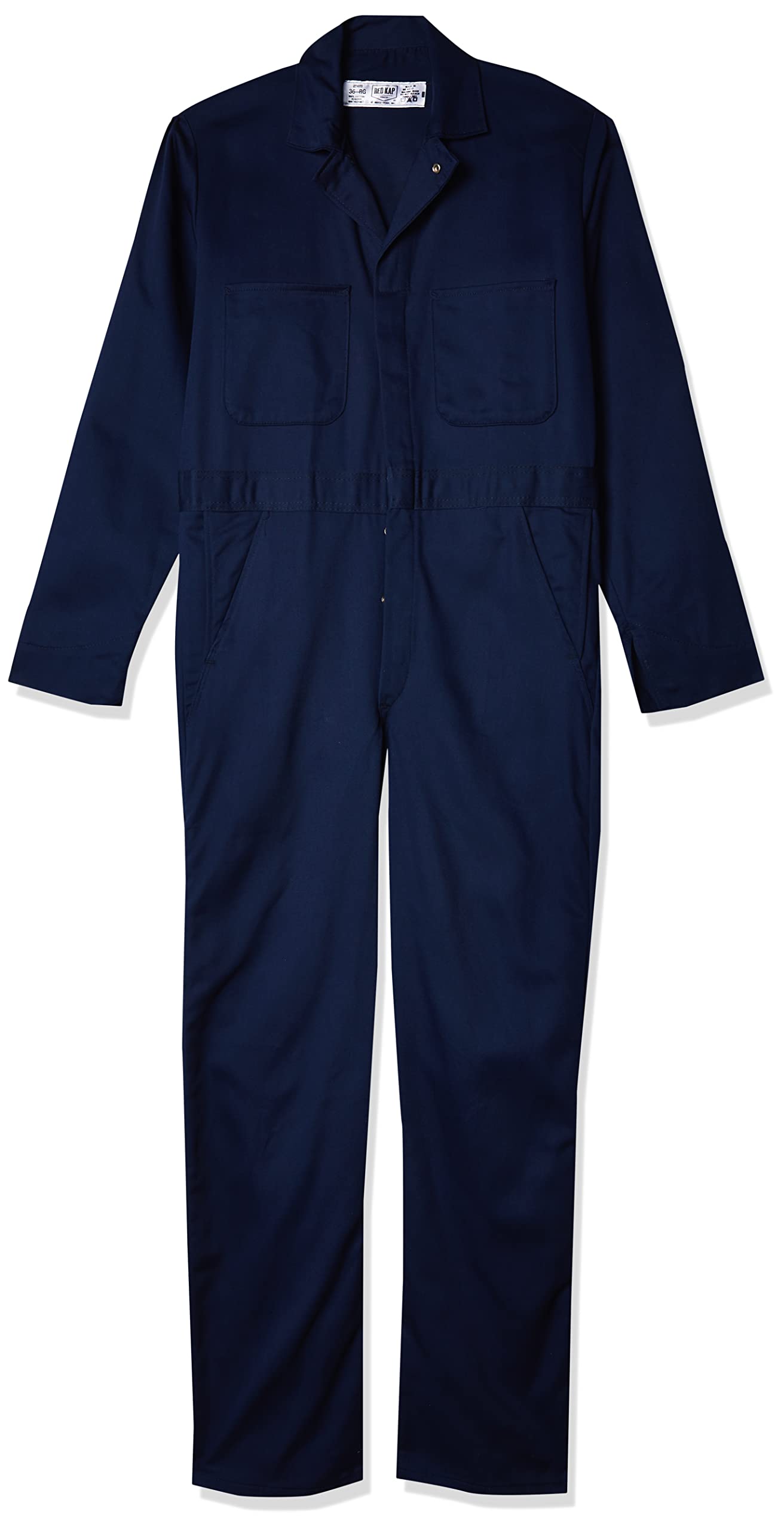 Red Kap Men's Snap Front Cotton Coverall, Navy, 52