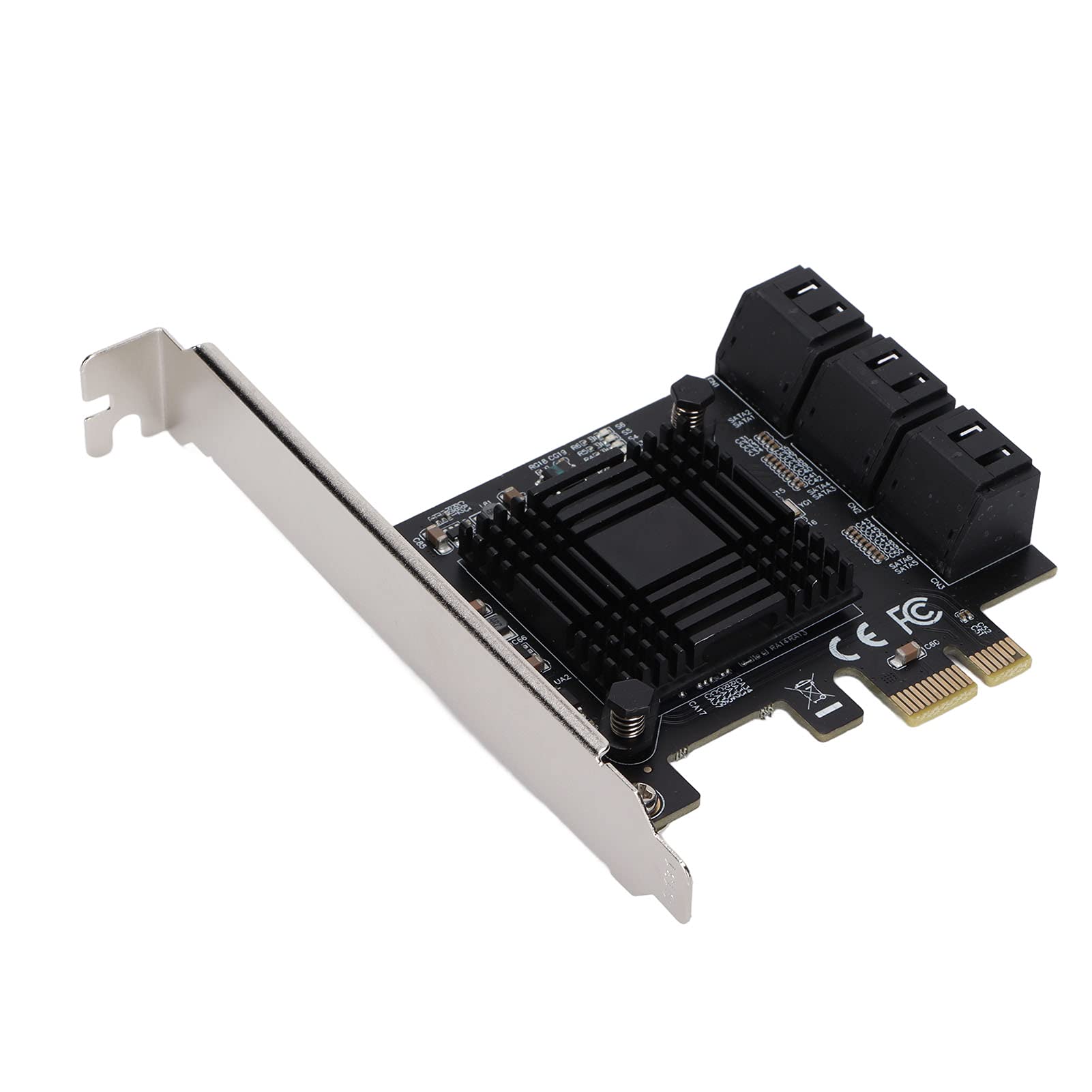 Karta SATA PCI E, 6-portowy Układ ASM 7-pinowe Złącza Przyłączeniowe Karty Rozszerzeń Kompatybilne z SATA I/II dla 7 32/64-bit, dla XP/Vista, dla 8/10, dla Linux
