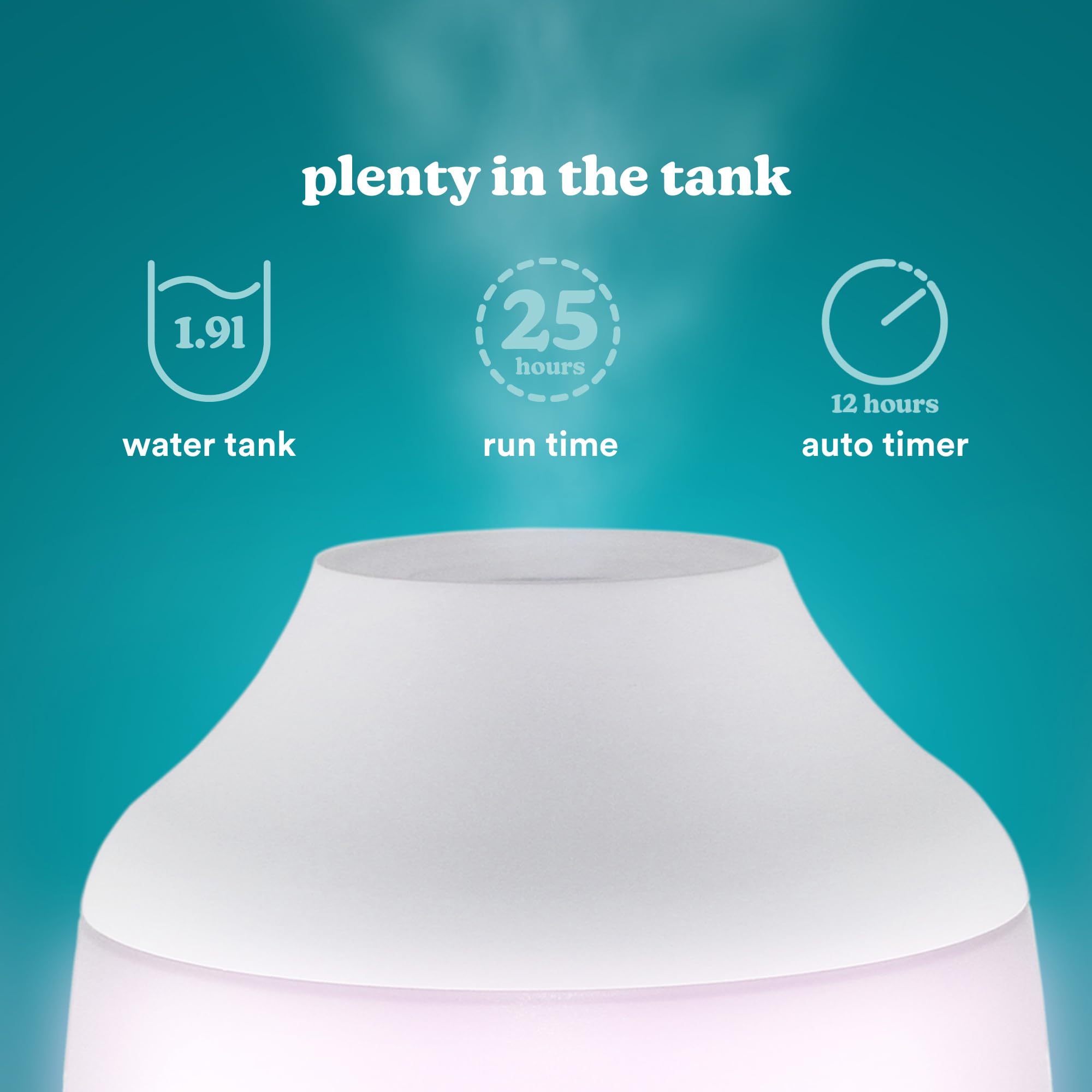 HoMedics Total Comfort Cool Mist Ultradźwiękowy nawilżacz powietrza – 7-kolorowa lampka nocna, 12-godzinny timer automatycznego wyłączania i cicha praca dla idealnego odpoczynku