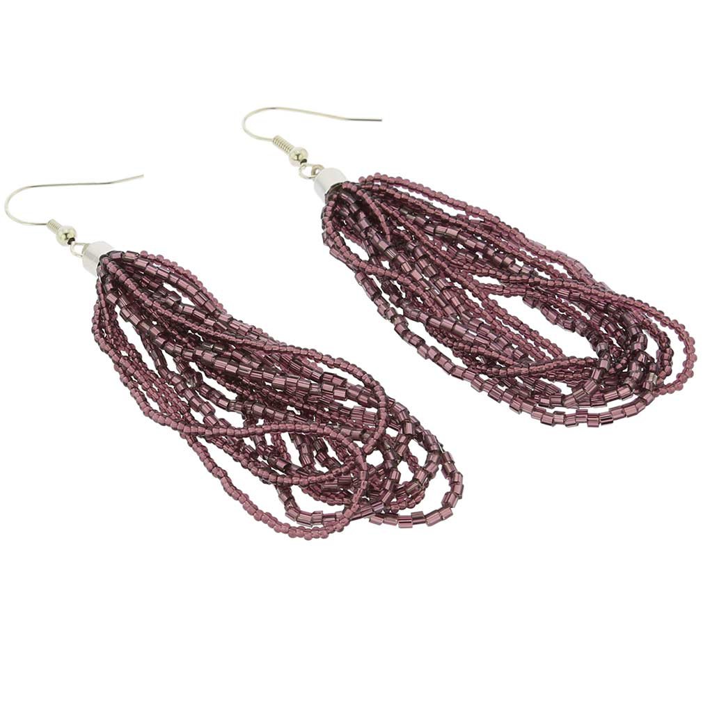 GlassOfVenice Szkło Murano Gloriosa Seed Bead Kolczyki - Fioletowy, Szkło, Kryształ
