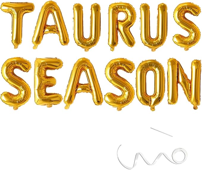 Taurus Season Banner, Zodiac Astrology Birthday Party Decorations, April May Birthday Banner,Gold Balloon,16inch
