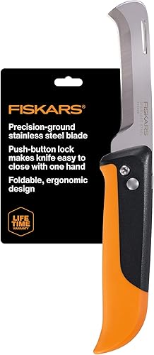 Fiskars Cuchillo plegable para cosecha de productos, herramienta de mano plegable de jardinería con diseño ergonómico