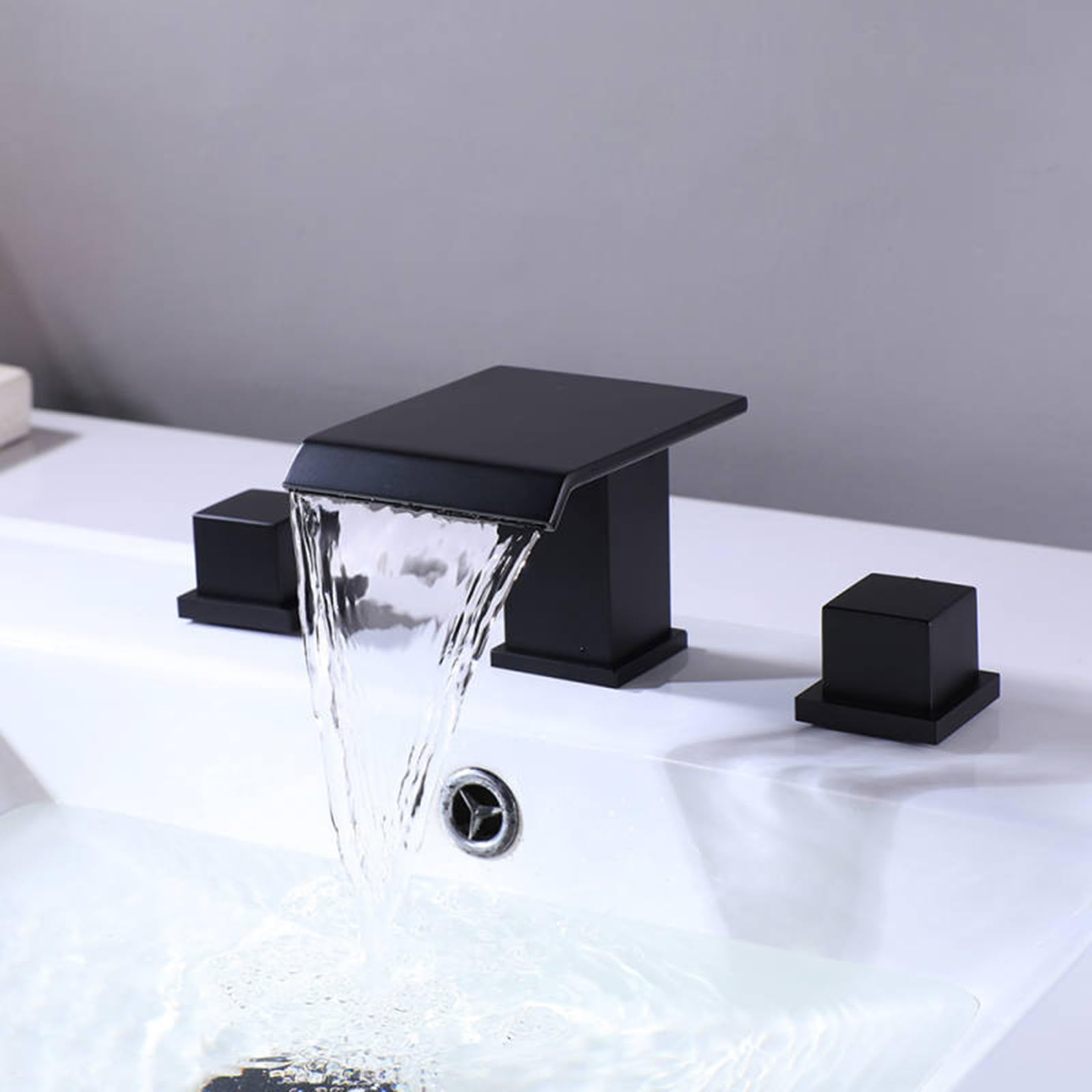 ZQFHSX Waterfall Bathroom Faucet for Sink Single Handle Mixer Tap Black Basin Modern Wash Stylish FixturesSink Taps
