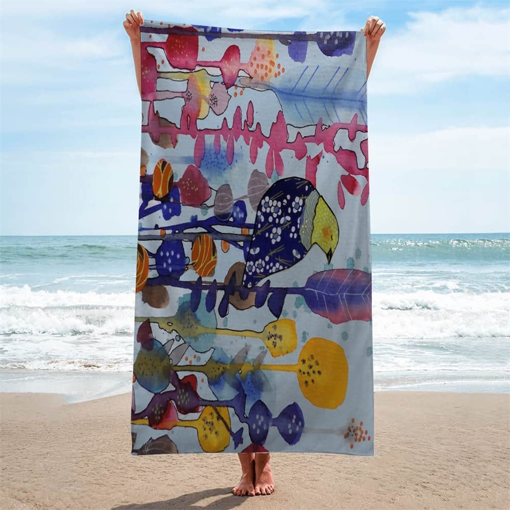 2 Piezas Toalla de Baño de Microfibra de Secado Rápido Toalla de Playa Manta de Protección Solar Estampada Femenina/D/80 * 160 Cm