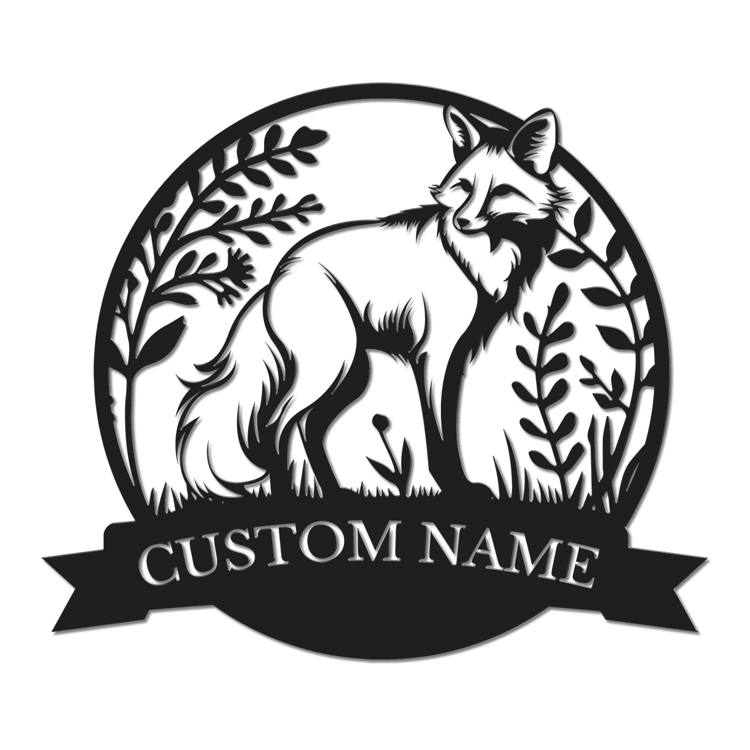 Herbraa Style-1 Personalized Fox Metal Sign, Custom Name Cabin Wall Art, Rustic Ranch Decor, Wildlife Lover Gift, Hunting Lodge Plaque, Farmhouse Welcome Sign, Outdoor Animal Accent (Style-1)