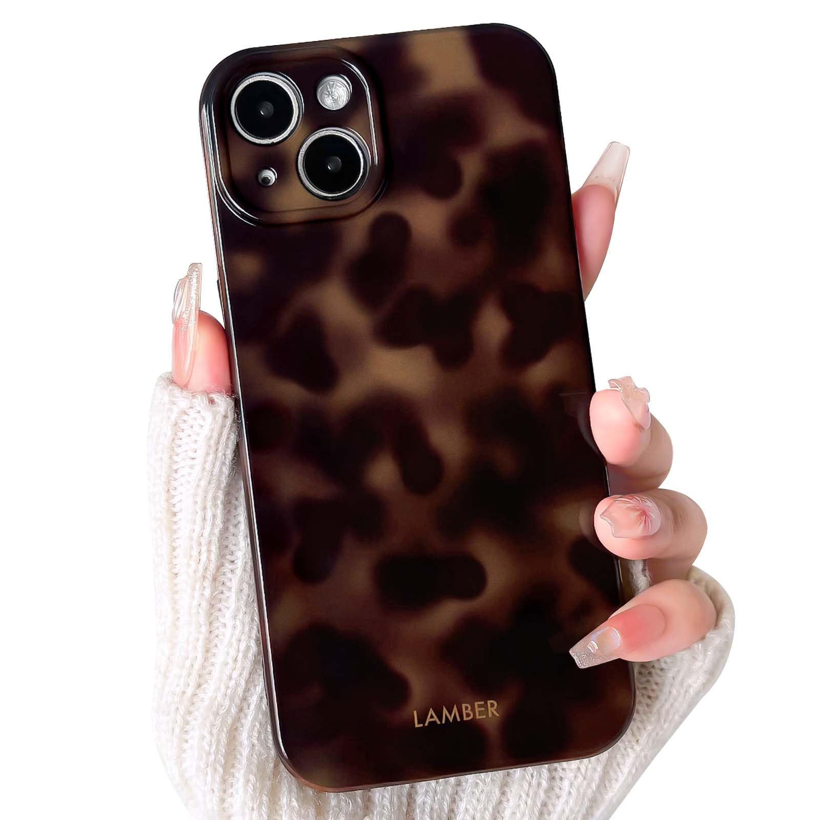 NITITOP Compatible for iPhone 14 Plus / 15 Plus Case Cute Stylish Leopard Print Amber Aesthetic Tortoise Design for Women Girls Men Soft TPU