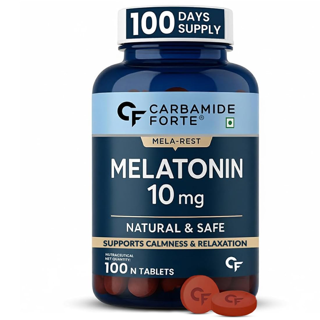 Carbamide Forte Melatonin 10 mg Pills | Sleep Supplement for Better Sleep | Melatonin Tablet for Restful Deep Sleep - 100 Veg Tablets