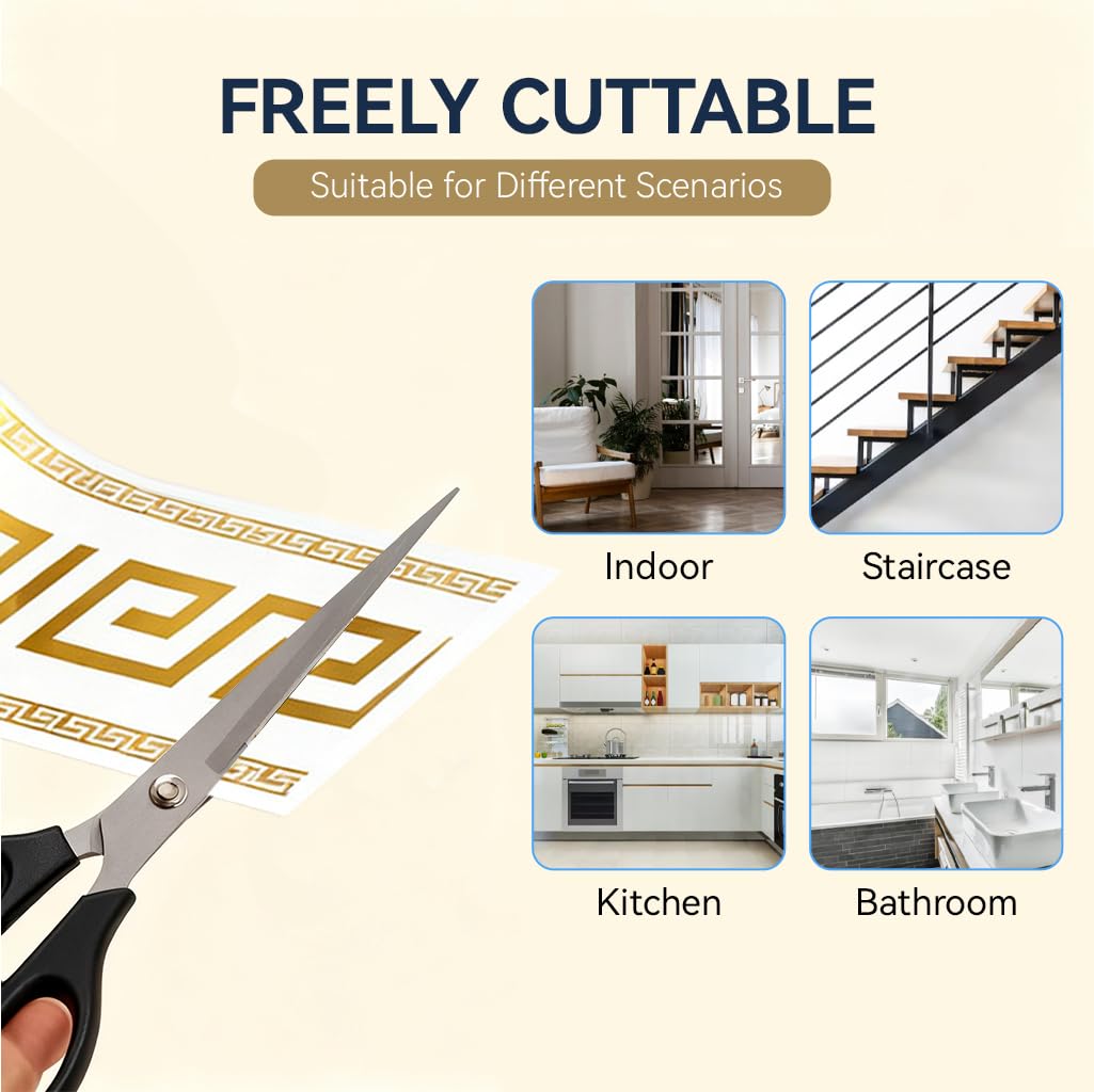 HASTHIP Wall Skirting Stickers - Golden Greek Key -6
