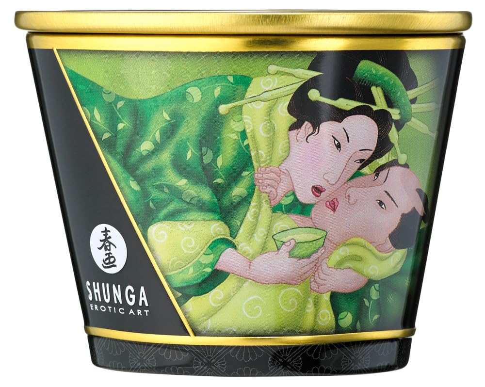 SHUNGA Bougie de Massage Lueur et Caresse Thé Vert Exotique 170 ml