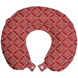 Almohada Japonesa Tradicional ABAKUHAUS Tradicional Cojín de Viaje para Soporte de Cuello, Japonés Curvo Leafage, Cómoda y Práctica Funda Removible Lavable, 30x30 cm, bermellón Blanca