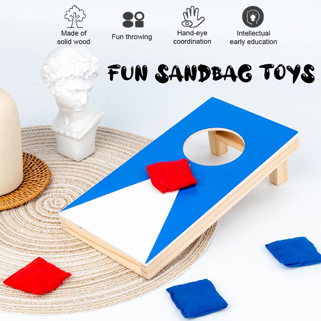 Cornhole Set, Bean Bag Wurfspiel,sackloch spiel,cornhole spiel outdoor, 2 Holzbretter mit ausklappbaren Beinen, Sandsäckchen, Outdoor spiele Geschicklichkeitsspiel für Garten, Strand, Freizeit
